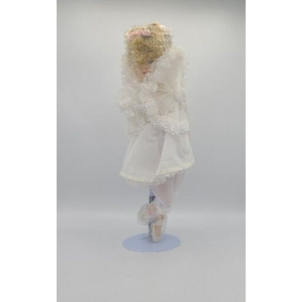 Vintage 16" Porcelain Blond Ballerina Doll And Stand Taiwan In Packaging